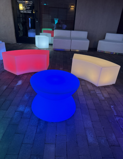 illuminated bench and table