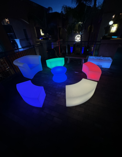 lounge set illuminated with illuminated ice chest