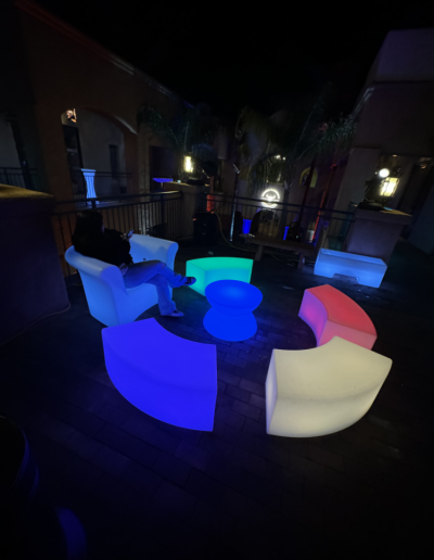 illuminated furniture at night